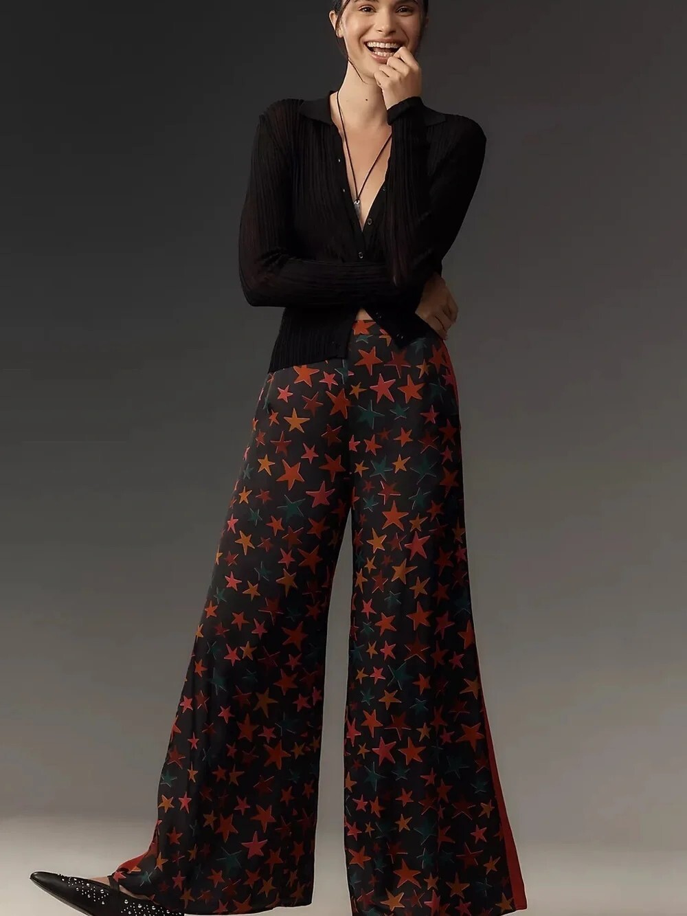 Farm Rio x Anthropologie Star Print Wide-Leg Pants